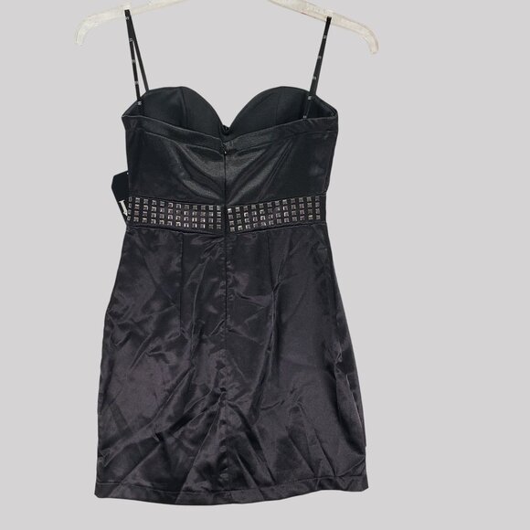 Love Tease Black Strapless Mini Dress With Studded Waistband Size 7 - Picture 2 of 10